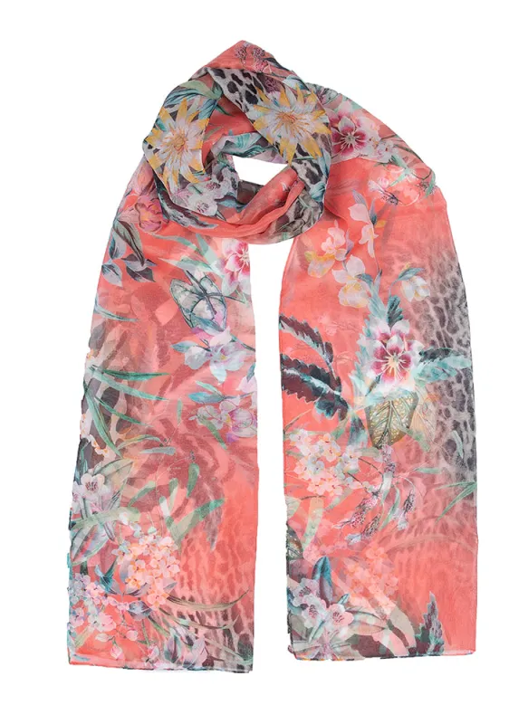 Women's Floral and Animal Print Lightweight Scarf sold by Dents Gloves
