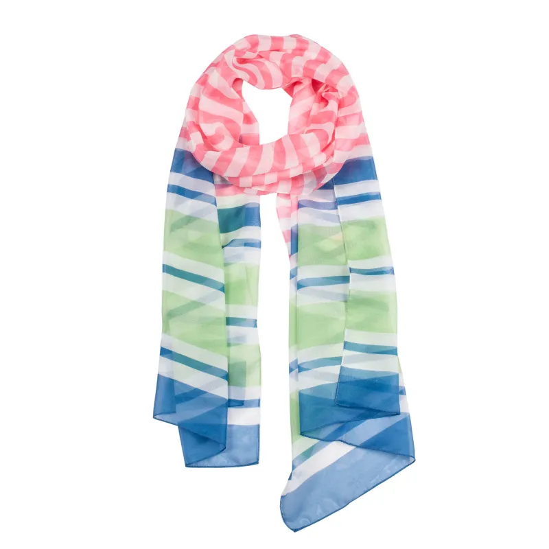 Women's Contrast Stripe Print Lightweight Scarf sold by Dents Gloves