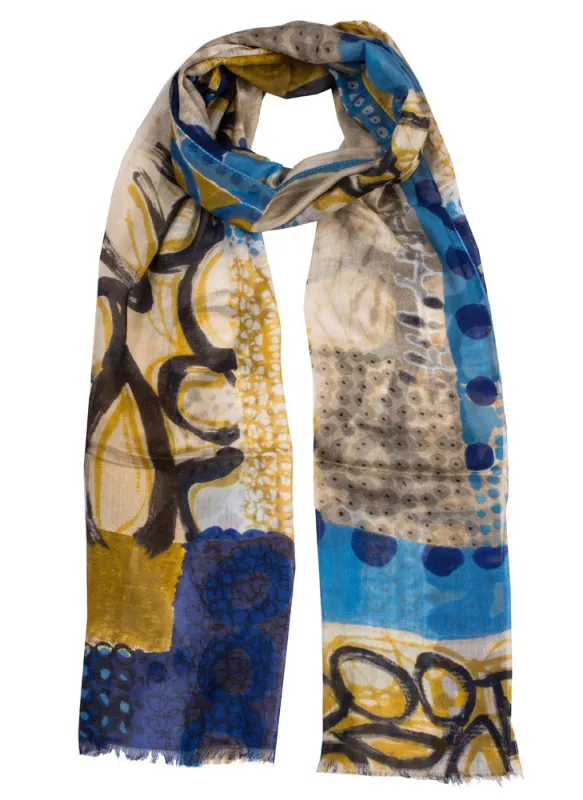 Women's Abstract Block Print Lightweight Scarf sold by Dents Gloves