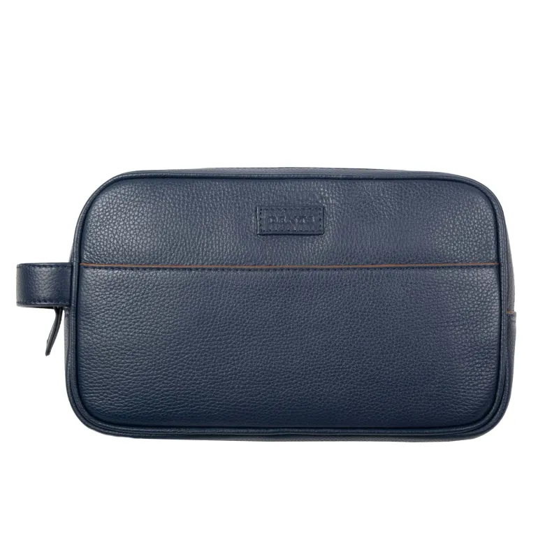 Men's Two-Zip Pebble Grain Leather Wash Bag sold by Dents Gloves