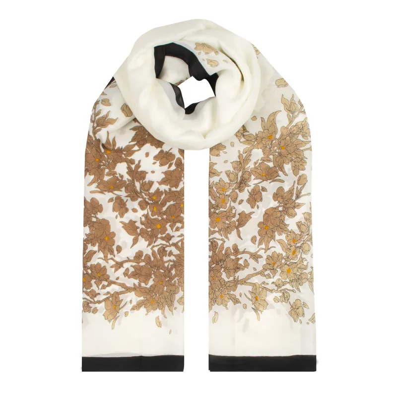 Women’s Nature-Inspired Silk-Like Lightweight Scarf with Border sold by Dents Gloves