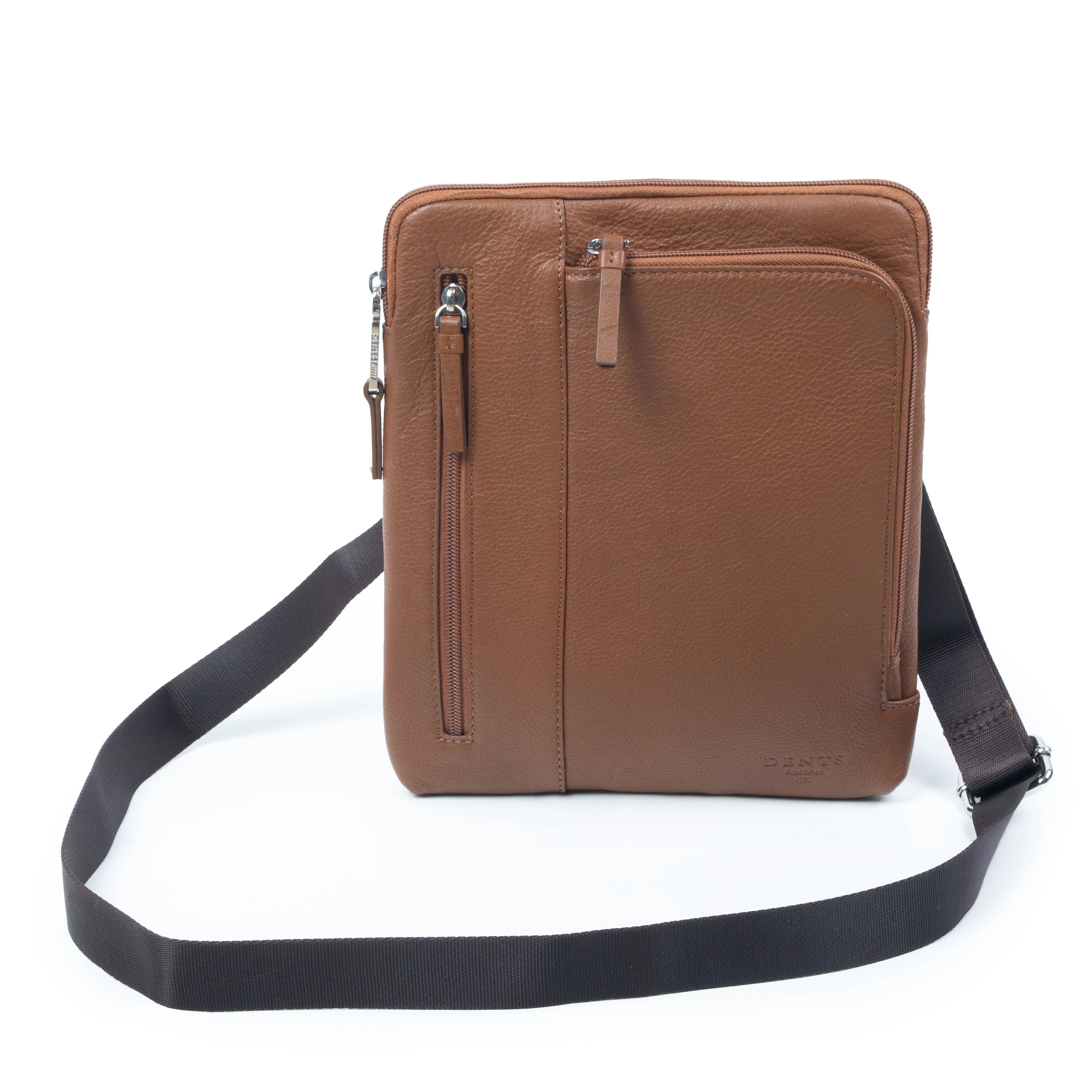 Men's Medium Pebble Grain Leather Crossbody Bag sold by Dents Gloves