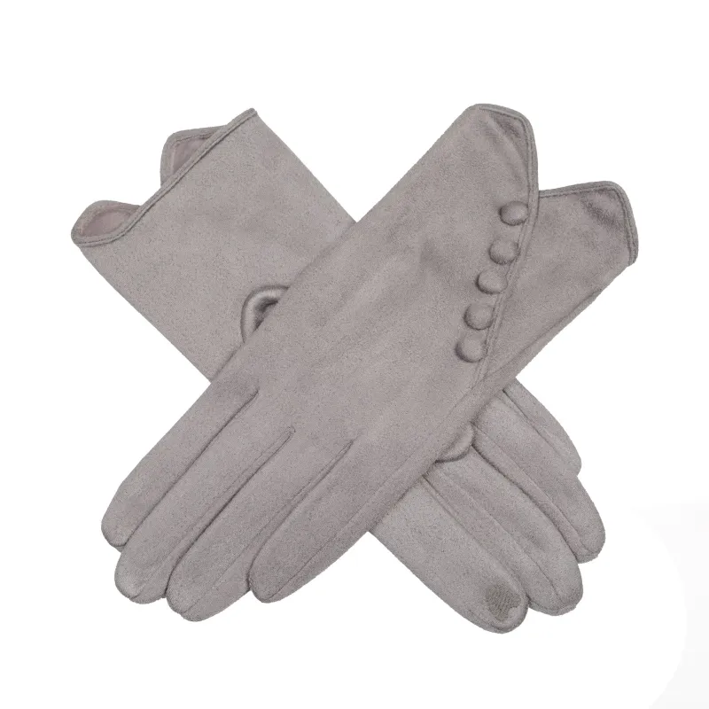 Women’s Faux Suede Gloves with Buttons made by Dents Gloves