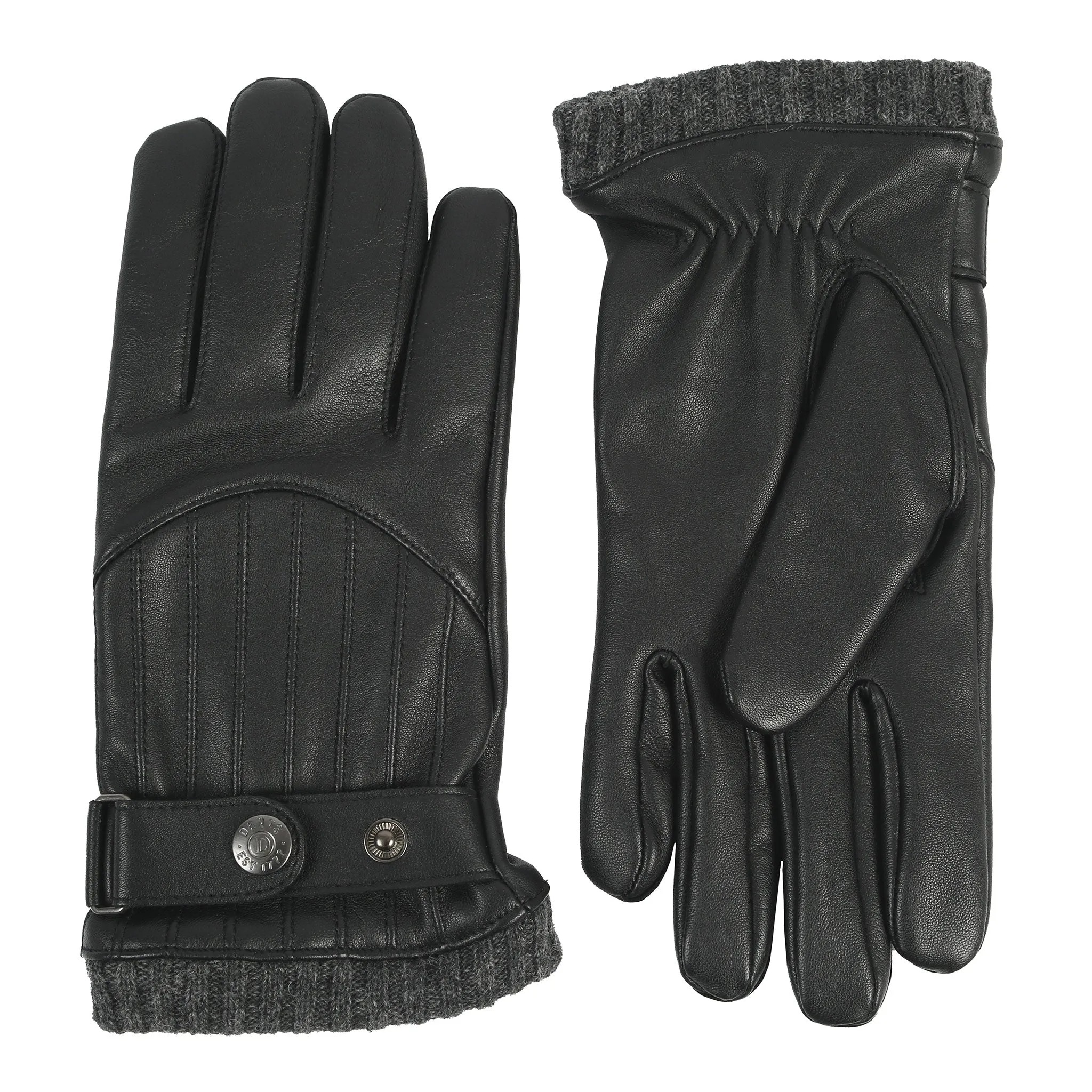 Men’s Touchscreen Wool Blend-Lined Leather Gloves with Vertical Stitch Design and Knitted Cuffs sold by Dents Gloves product image thumbnail 4