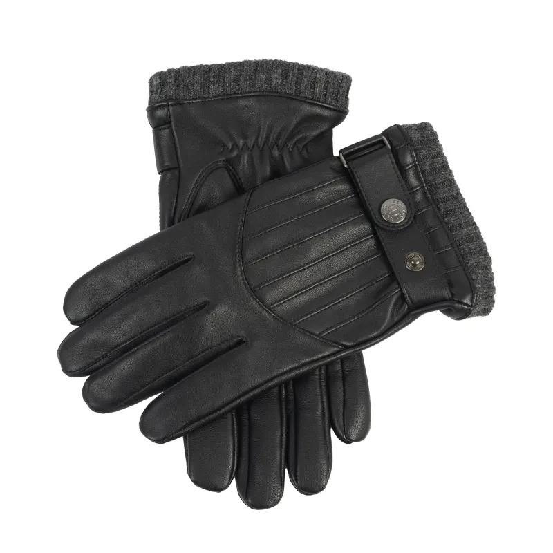 Men’s Touchscreen Wool Blend-Lined Leather Gloves with Vertical Stitch Design and Knitted Cuffs sold by Dents Gloves