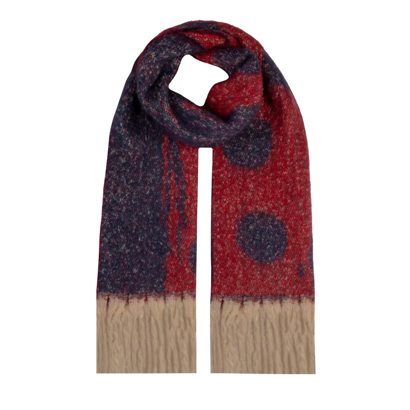 Women’s Reversible Spotty Blanket Scarf with Tassels sold by Dents Gloves