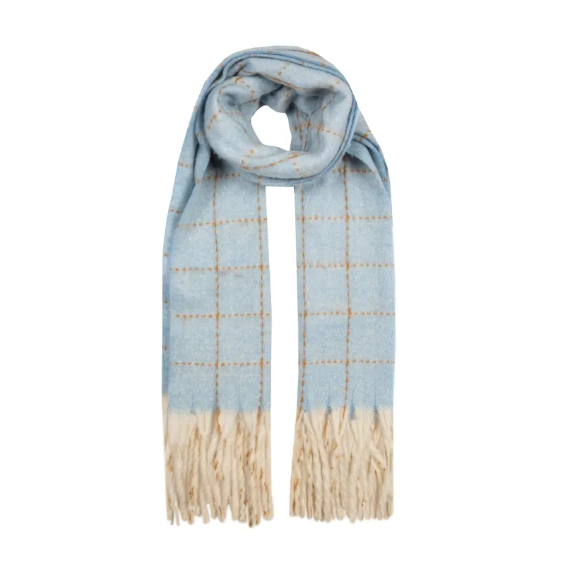 Women’s Dotted Windowpane Check Scarf with Tassels sold by Dents Gloves