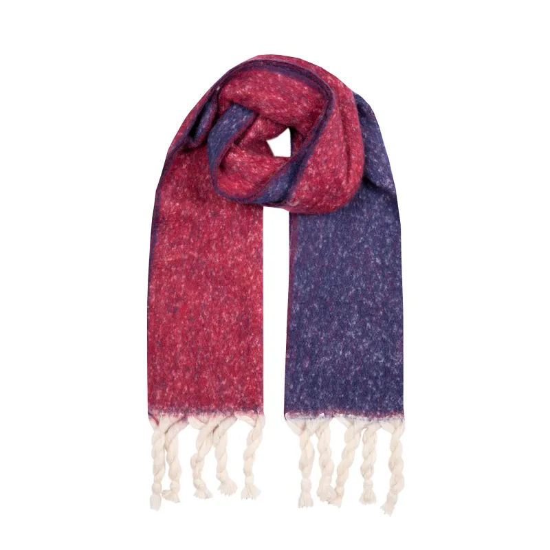 Women’s Reversible Two-Tone Blanket Scarf with Tassels sold by Dents Gloves
