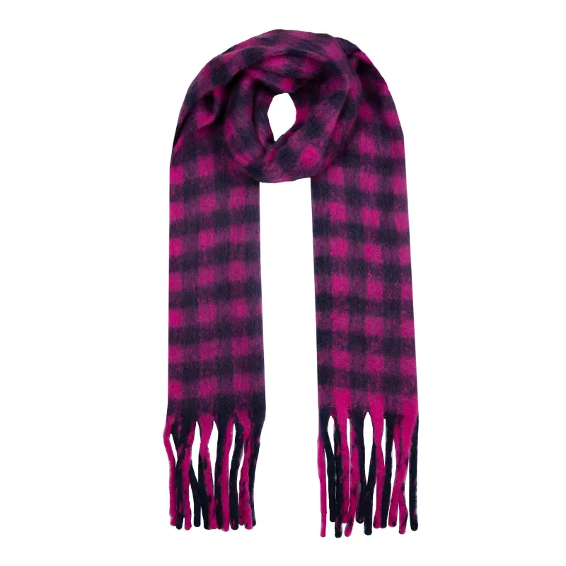 Women’s Buffalo Check Blanket Scarf with Tassels sold by Dents Gloves