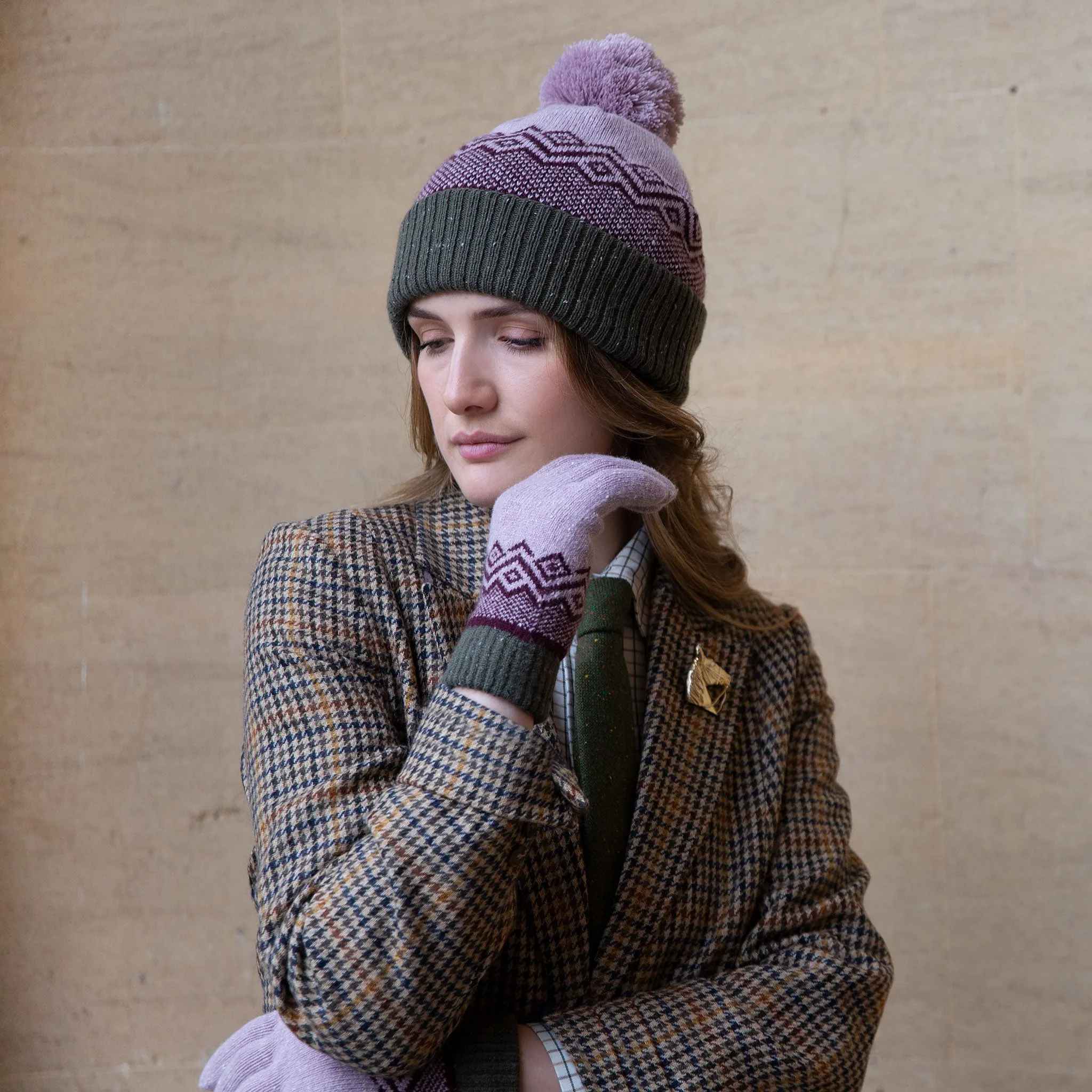 Women’s Jacquard Knitted Gloves with Geometric Pattern sold by Dents Gloves product image thumbnail 2