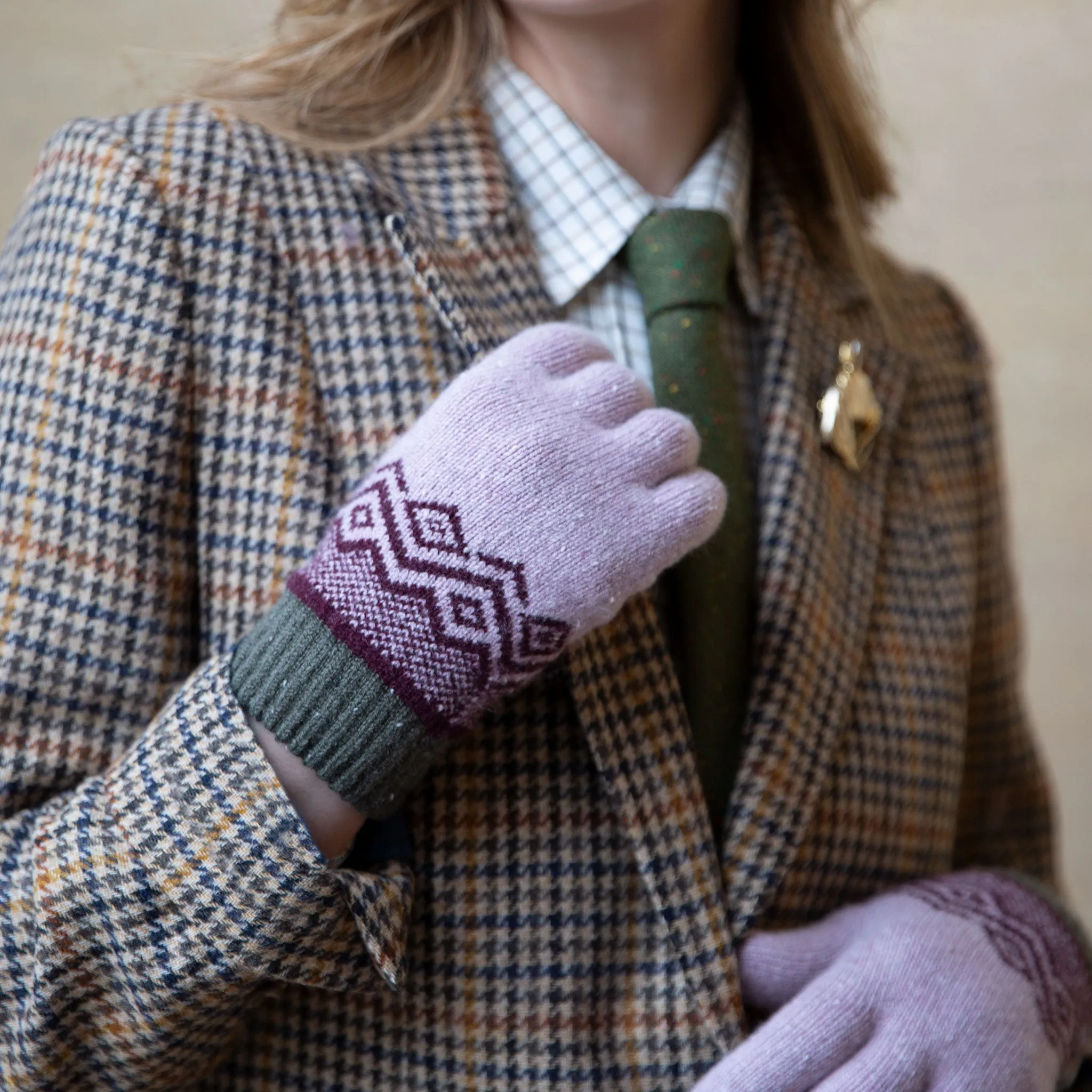 Women’s Jacquard Knitted Gloves with Geometric Pattern sold by Dents Gloves product image thumbnail 3
