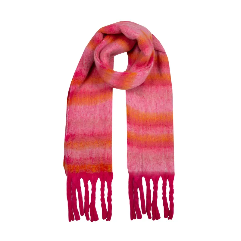 Women’s Tonal Stripe Blanket Scarf with Tassels sold by Dents Gloves