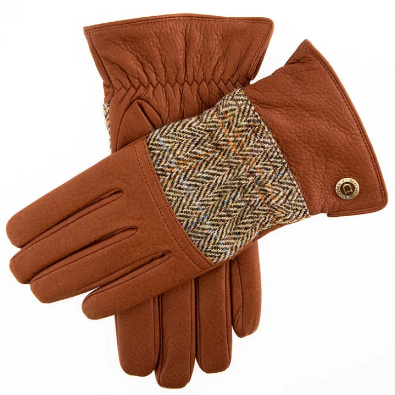 Men's Heritage Cashmere-Lined Harris Tweed and Deerskin Leather Gloves sold by Dents Gloves
