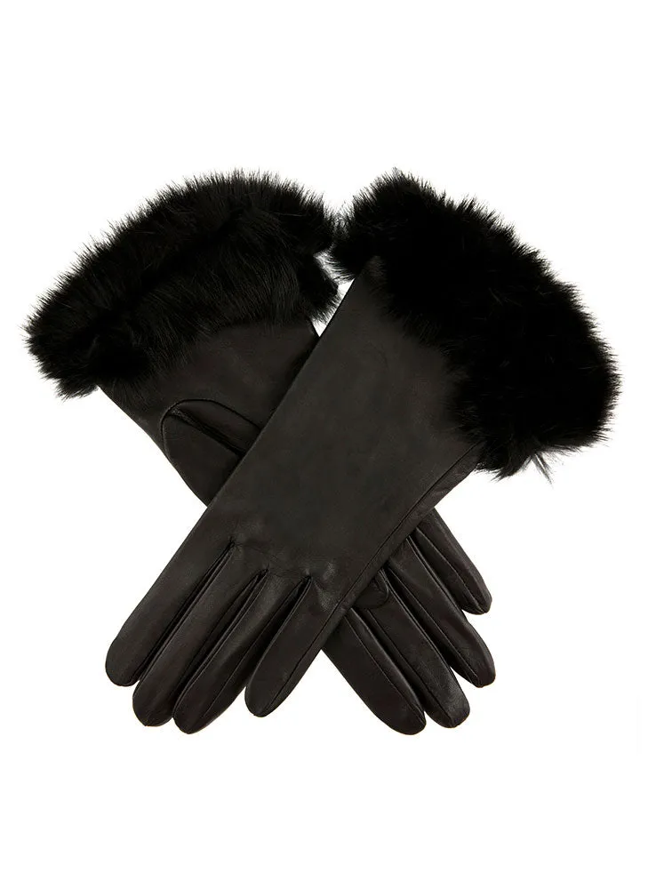 Women's Heritage Silk-Lined Leather Gloves with Fur Cuffs sold by Dents Gloves