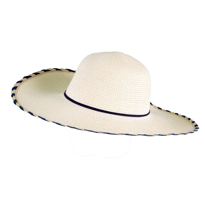 Women’s Straw Sun Hat with Two-Tone Scalloped Edge sold by Dents Gloves