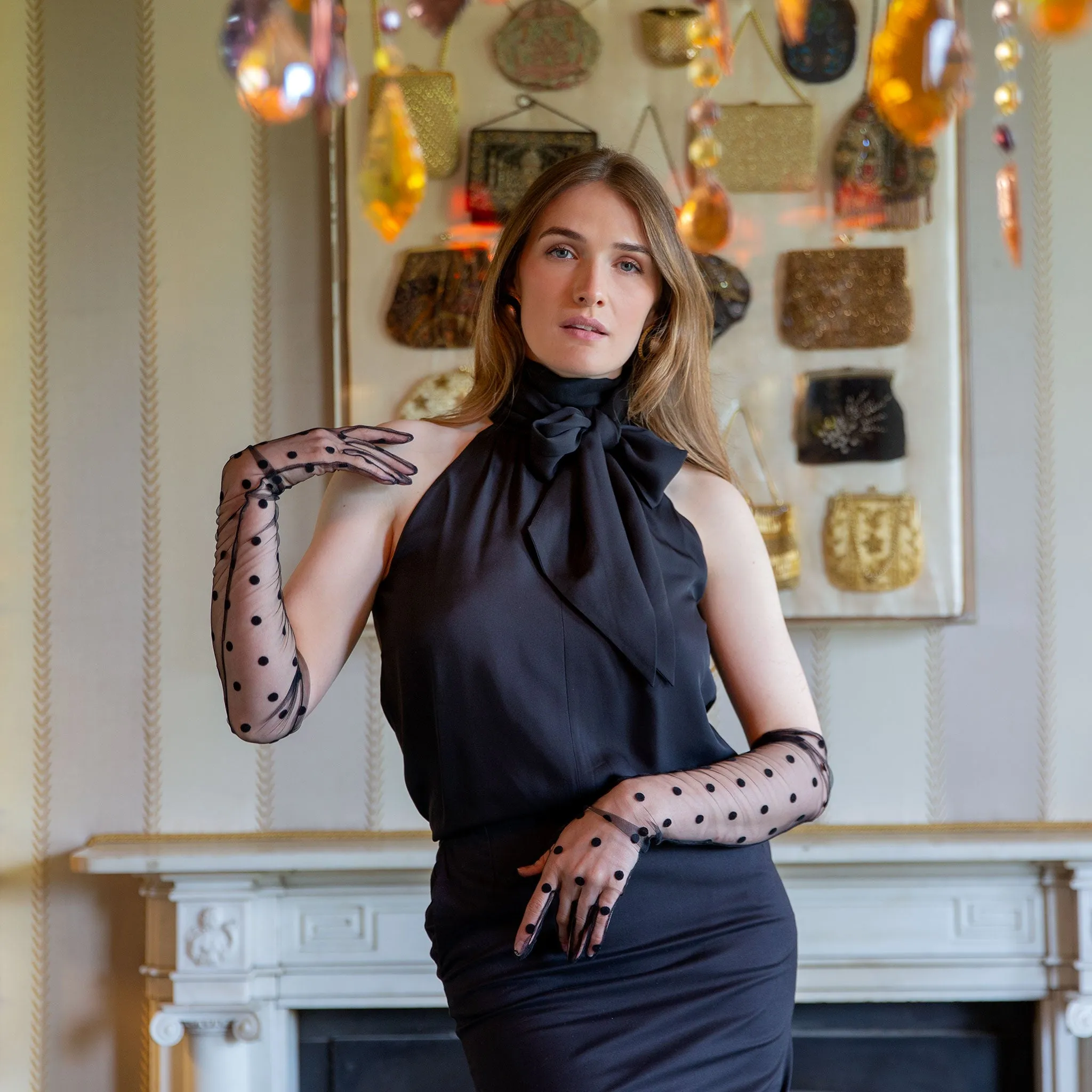 Women’s Long Opera Spotty Tulle Gloves sold by Dents Gloves product image thumbnail 2