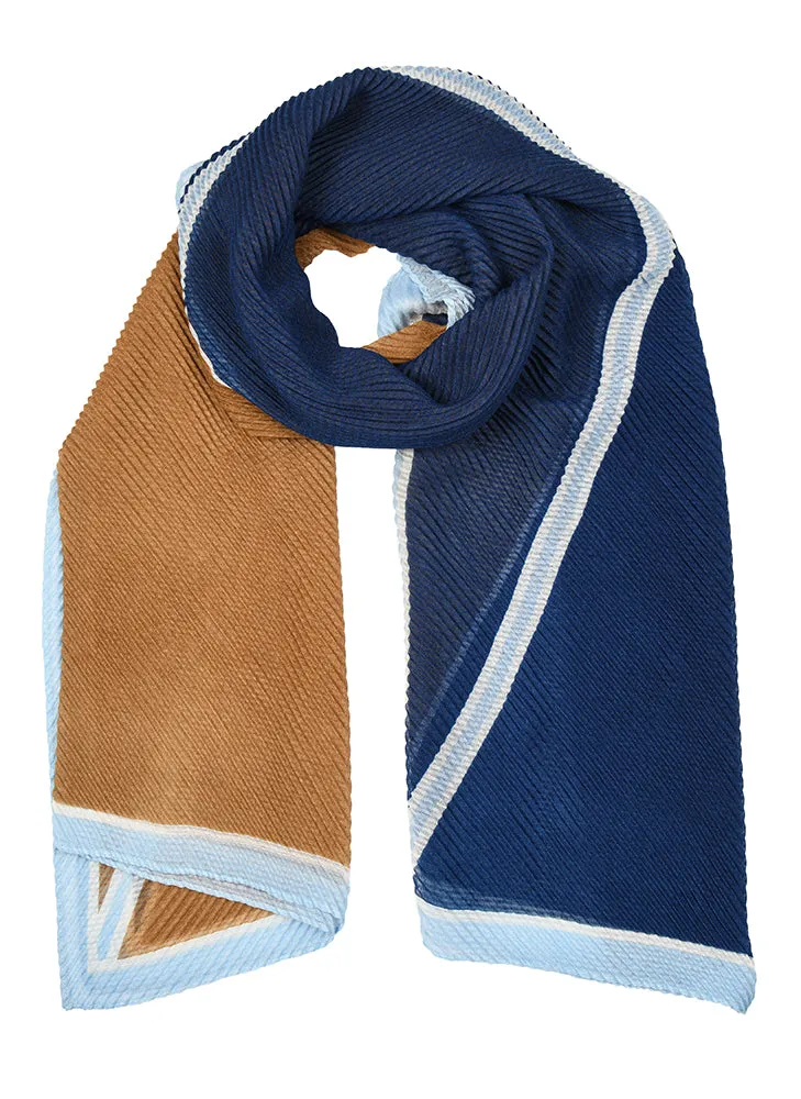 Women’s Pleated Lightweight Scarf with Diagonal Cross Print and Border sold by Dents Gloves