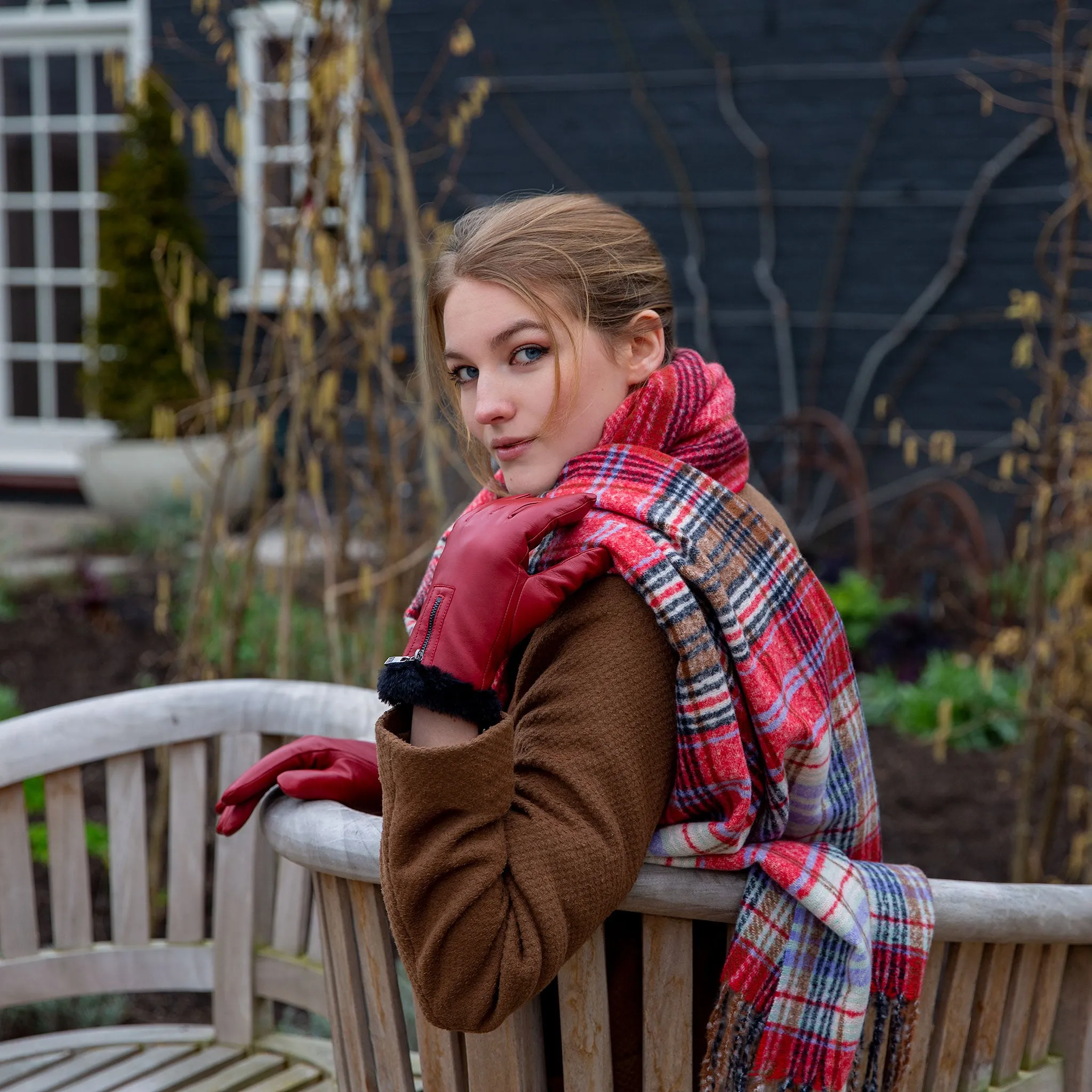 Women’s Touchscreen Faux Fur-Lined Leather Gloves with Zip sold by Dents Gloves product image thumbnail 3