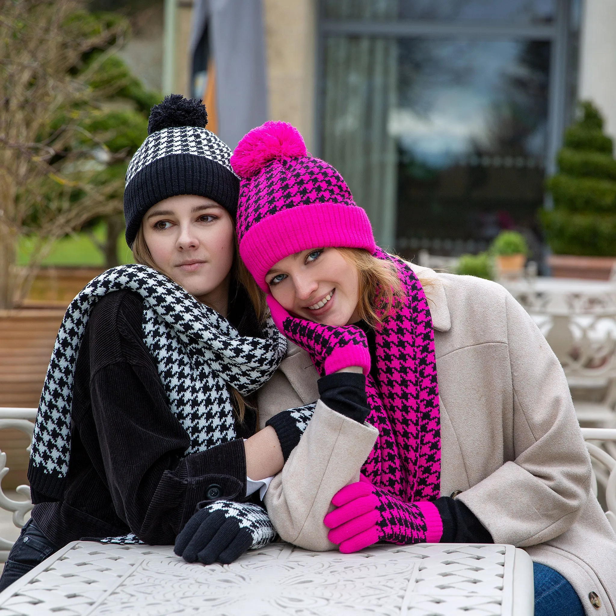 Women’s Jacquard Knitted Scarf with Dogtooth Pattern sold by Dents Gloves product image thumbnail 2