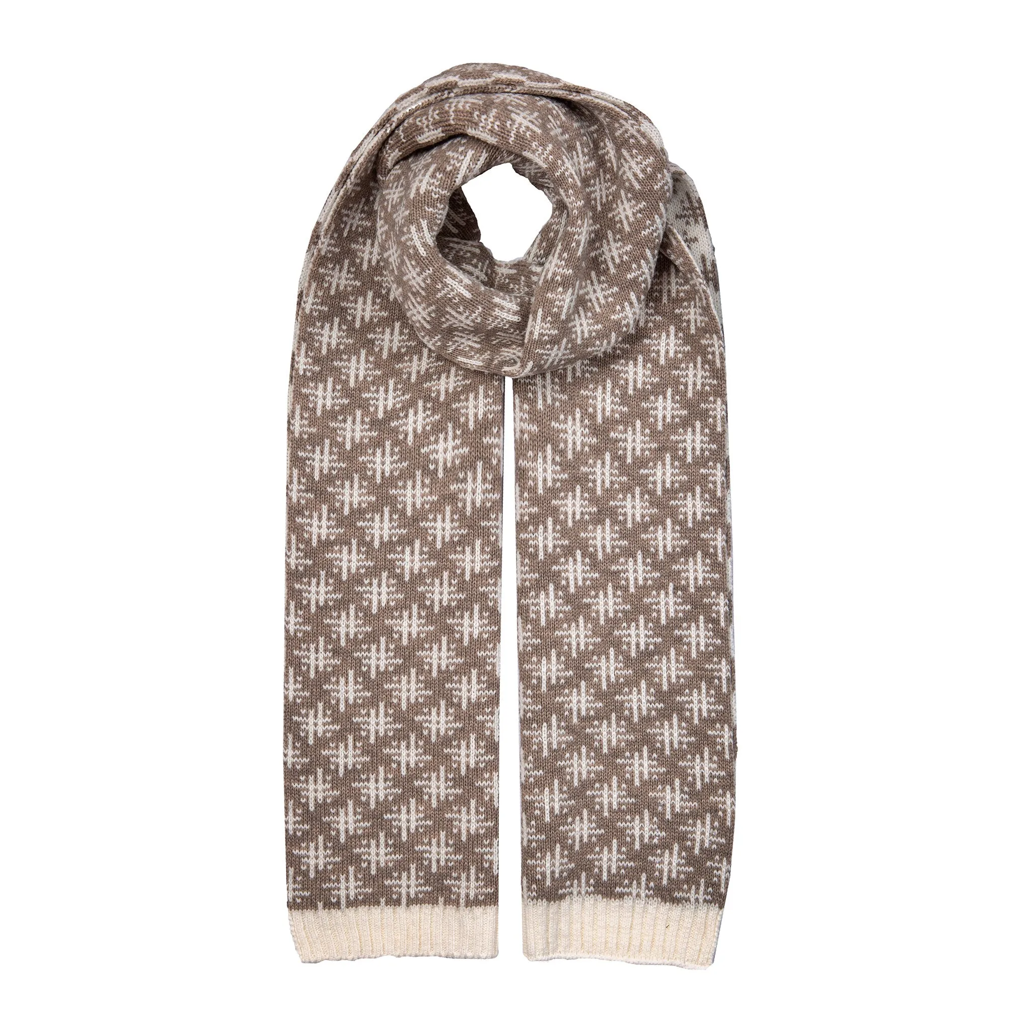 Women’s Jacquard Knitted Scarf with Reversible Hash Symbol Pattern sold by Dents Gloves