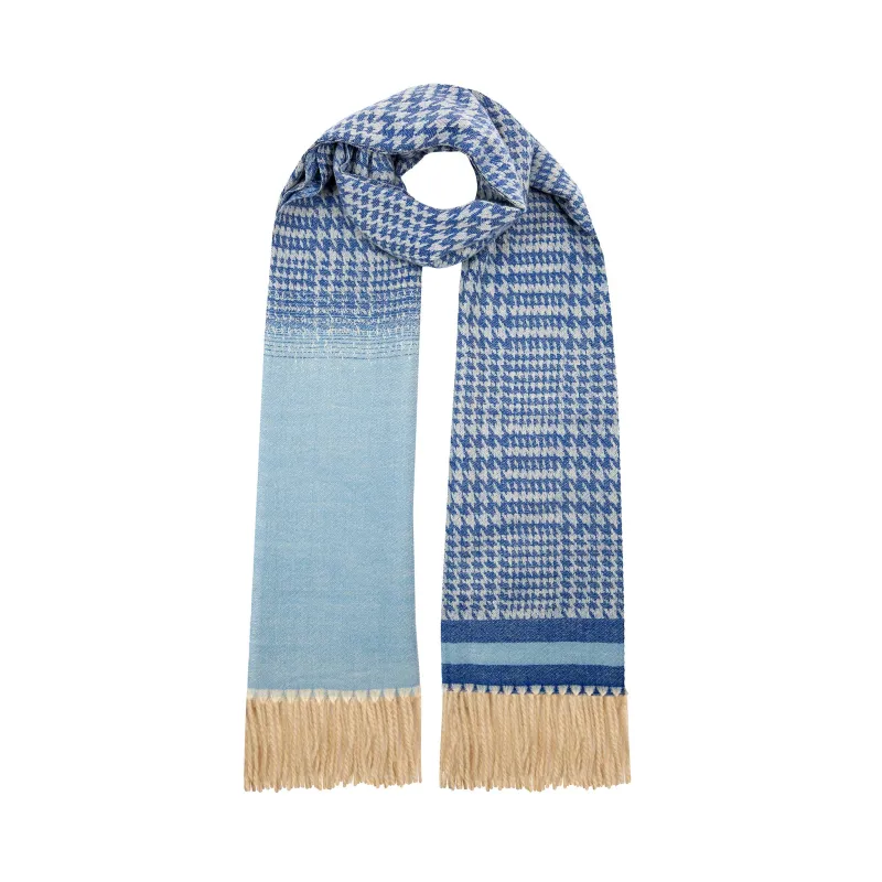 Women’s Dogtooth Scarf with Asymmetric Details and Tassels sold by Dents Gloves