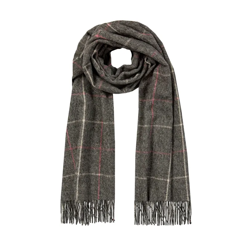 Women’s Windowpane Check Scarf with Tassels sold by Dents Gloves