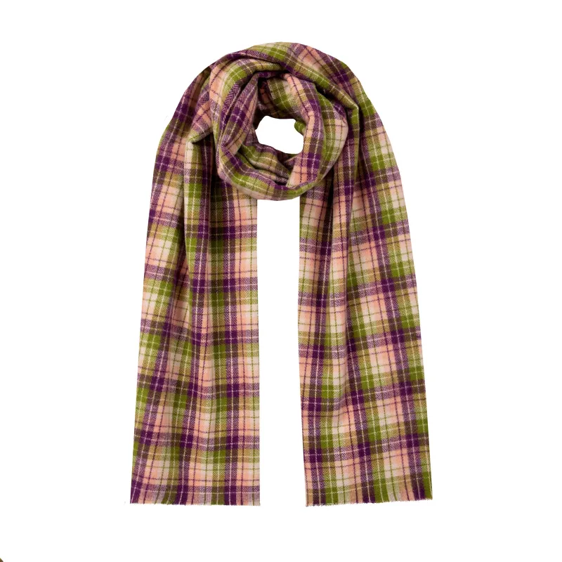 Women’s Contrasting Plaid Check Scarf with Fringe Ends sold by Dents Gloves