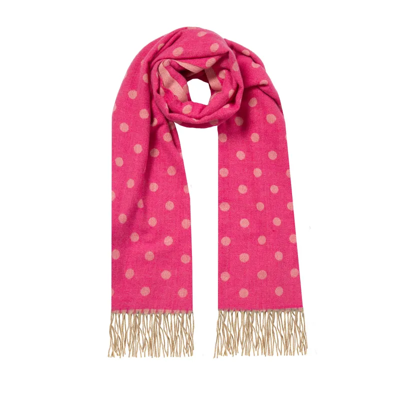 Women’s Reversible Polka Dot Scarf with Tassels sold by Dents Gloves
