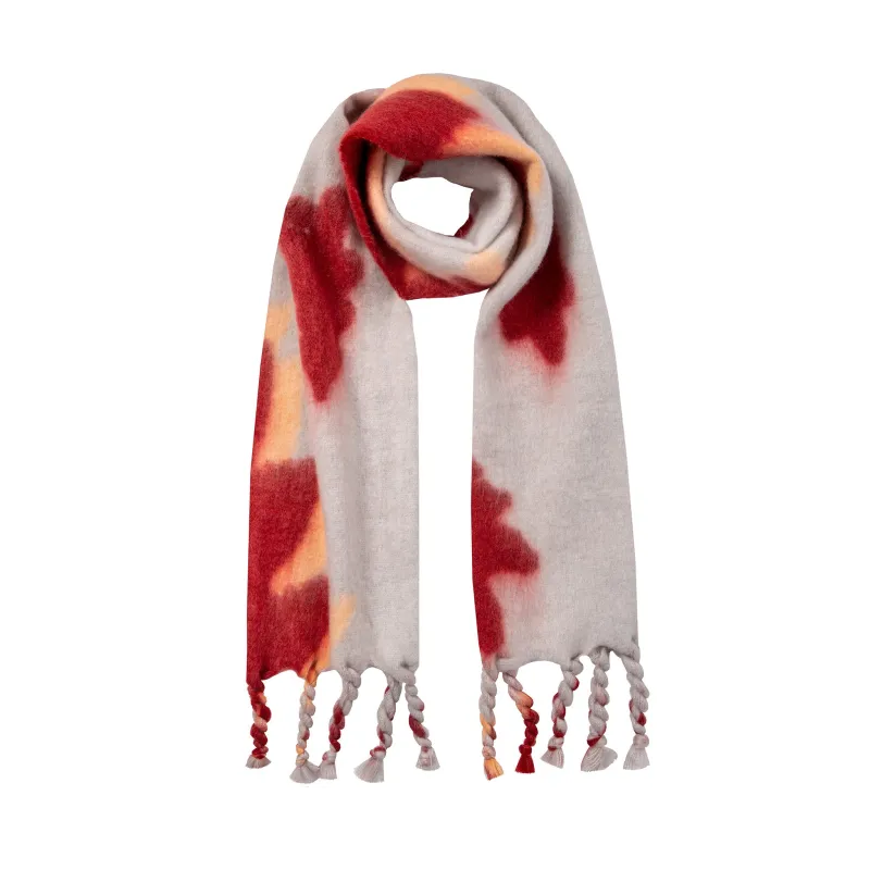 Women’s Abstract Leaf Pattern Blanket Scarf with Tassels sold by Dents Gloves