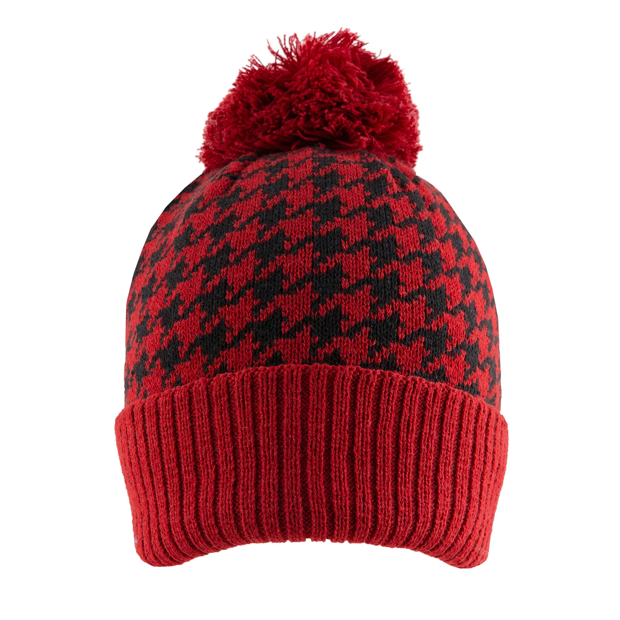 Women’s Jacquard Knitted Bobble Hat with Dogtooth Pattern and Yarn Pom Pom sold by Dents Gloves product image thumbnail 3