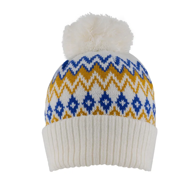 Women’s Jacquard Fair Isle Knitted Bobble Hat with Yarn Pom Pom sold by Dents Gloves