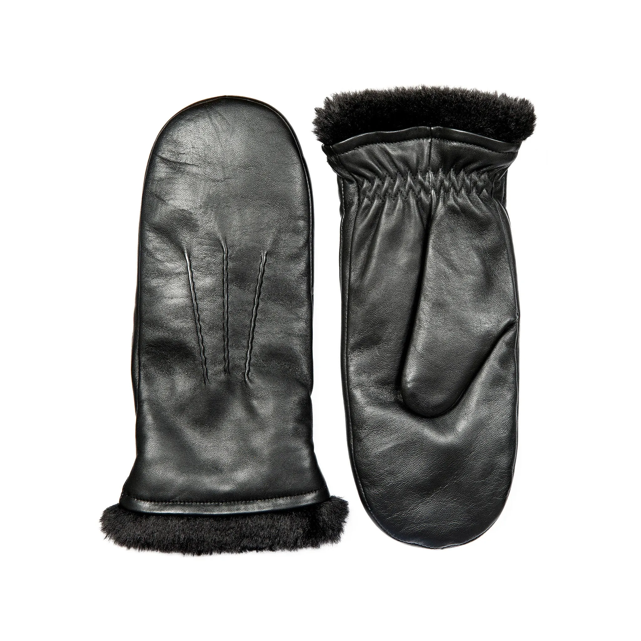 Women’s Three-Point Faux Fur-Lined Leather Mittens sold by Dents Gloves product image thumbnail 5