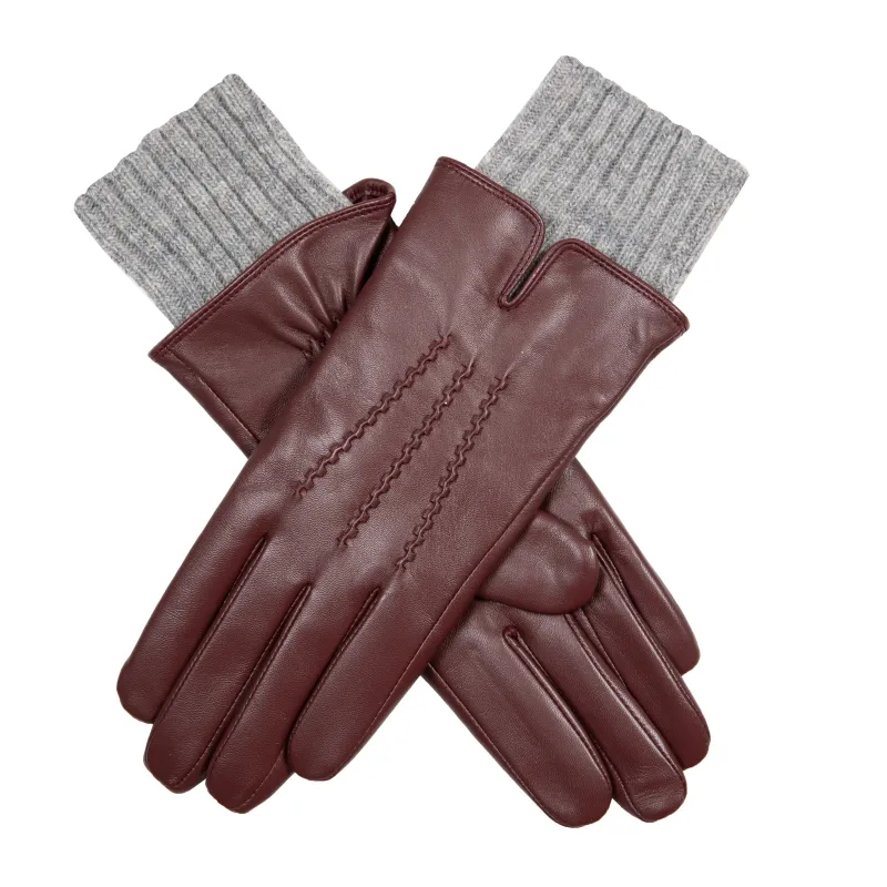 Women’s Three-Point Wool Blend-Lined Leather Gloves with Knitted Cuffs sold by Dents Gloves