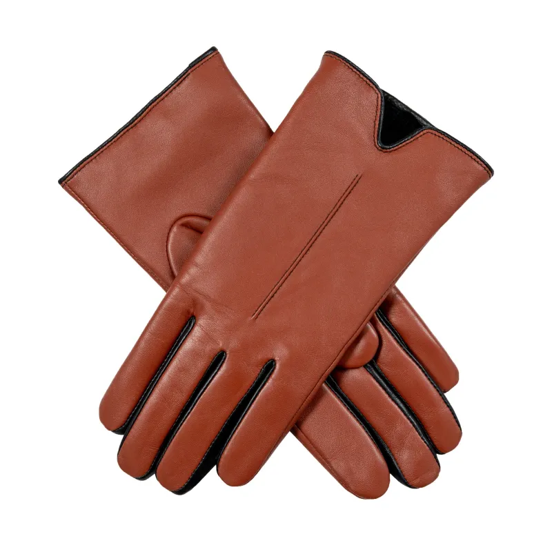 Women’s Single-Point Lined Leather Gloves with Colour Contrast Details sold by Dents Gloves