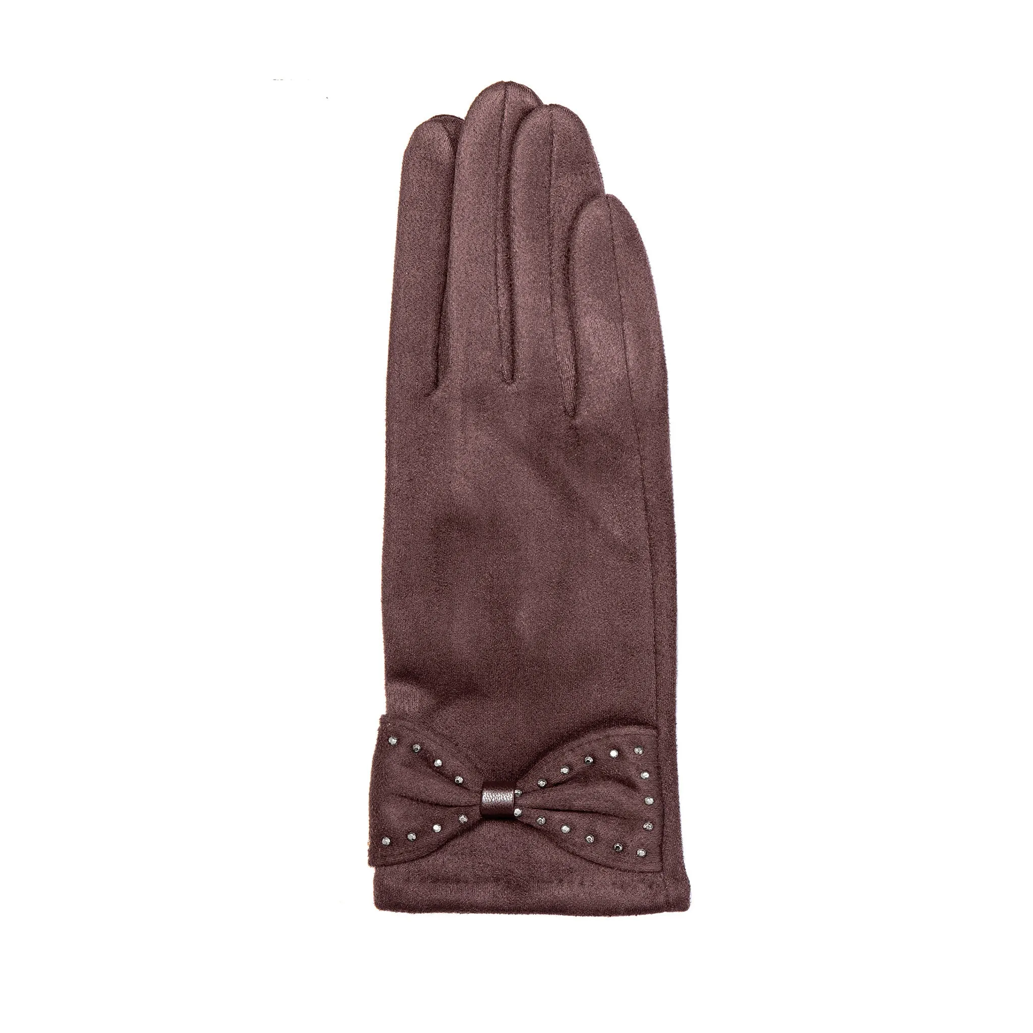 Women’s Touchscreen Velour-Lined Faux Suede Gloves with Studded Bow sold by Dents Gloves product image thumbnail 5