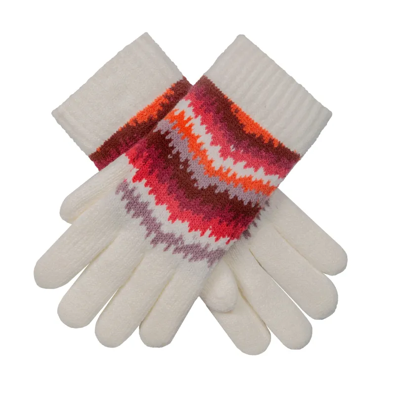 Women’s Jacquard Knitted Gloves with Contrasting Stripes sold by Dents Gloves