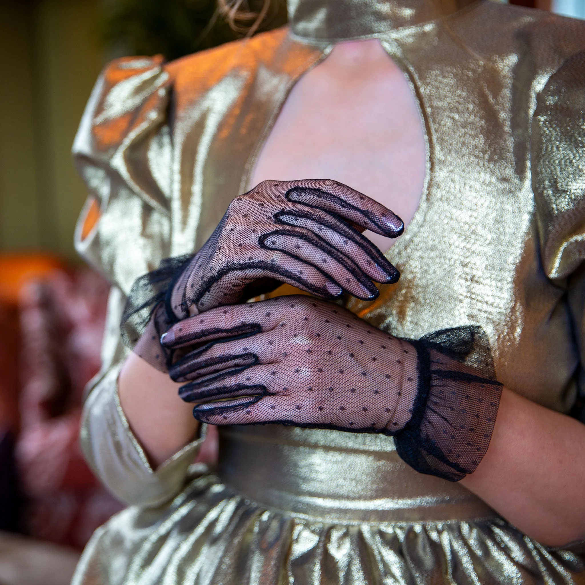 Women’s Tulle Gloves with Frilled Cuff sold by Dents Gloves product image thumbnail 3