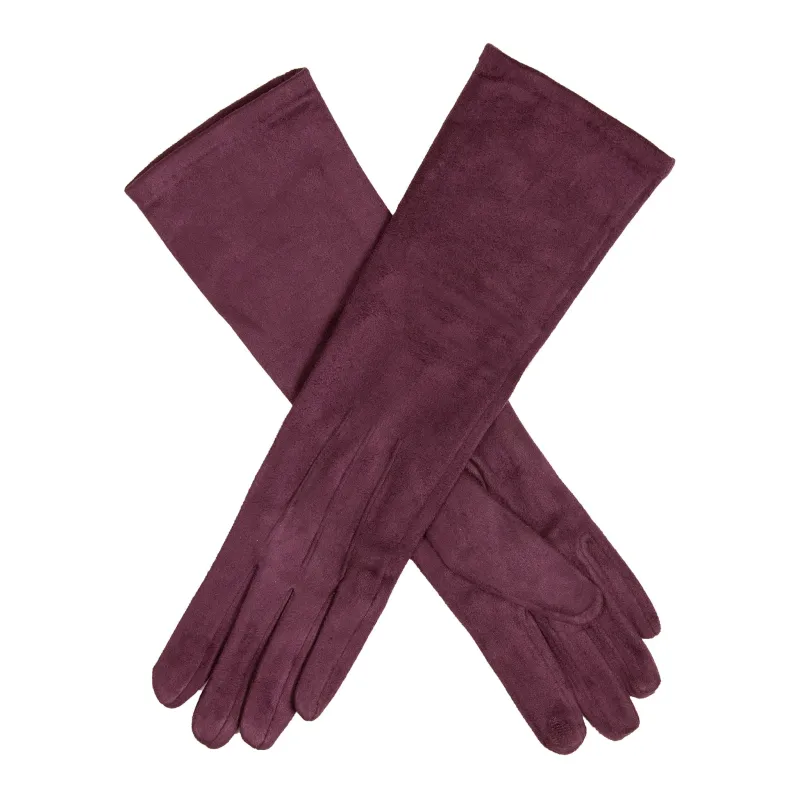Women’s Touchscreen Long Below-Elbow Velour-Lined Faux Suede Gloves made by Dents Gloves