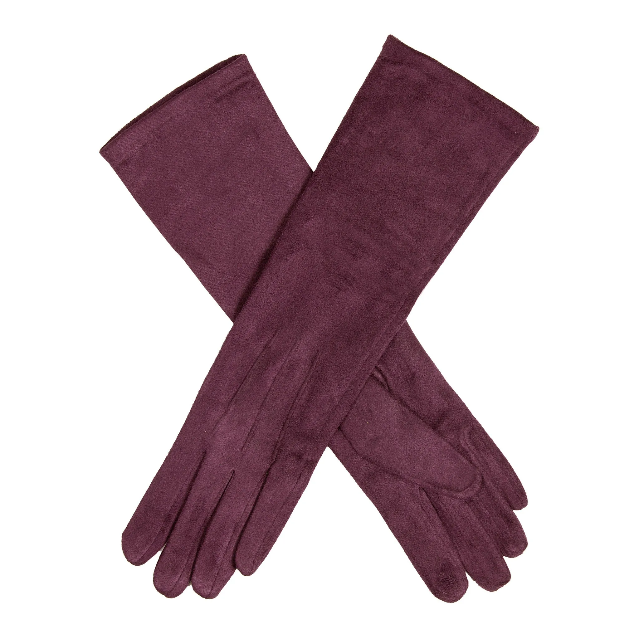 Women’s Touchscreen Long Below-Elbow Velour-Lined Faux Suede Gloves sold by Dents Gloves