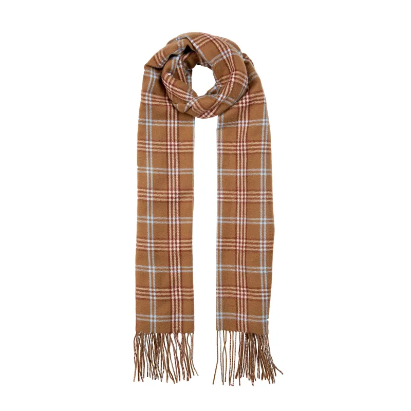 Women’s Plaid Small-Check Scarf with Tassels sold by Dents Gloves