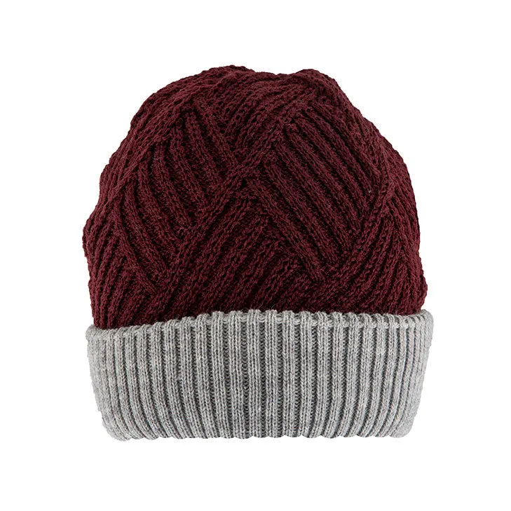 Women’s Patchwork Cable Knit Beanie Hat sold by Dents Gloves