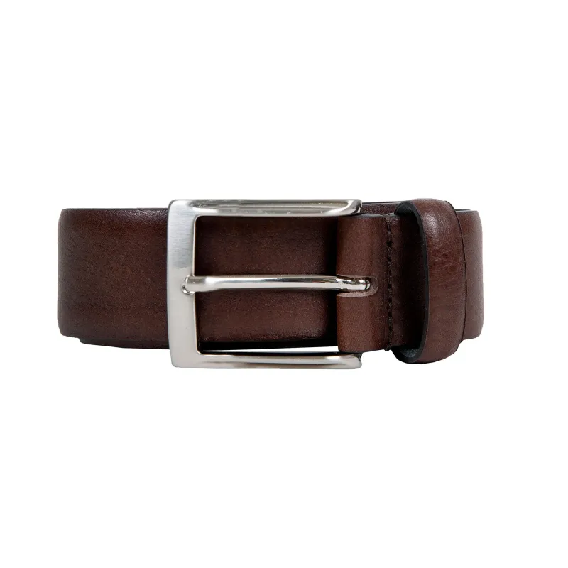 Men’s Heritage Full-Grain Leather Belt with Satin Nickel Buckle and Pebble Grain Texture sold by Dents Gloves