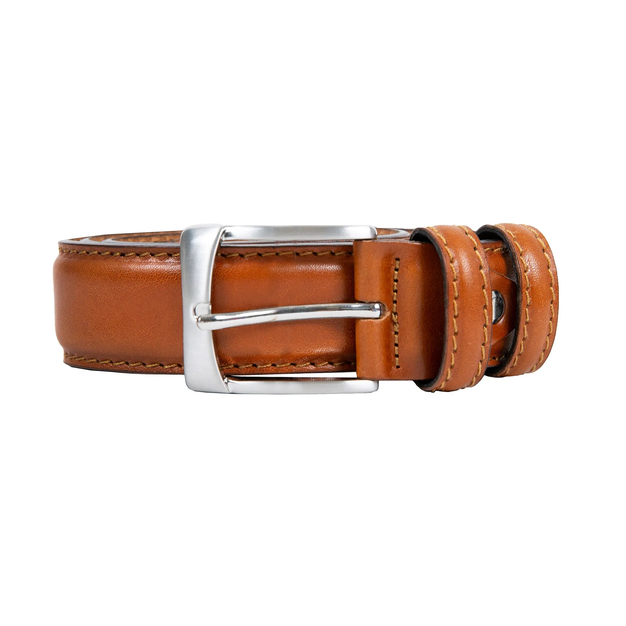 Men’s Heritage Lined Full-Grain Leather Belt with Satin Nickel Buckle and Stitched Edge sold by Dents Gloves