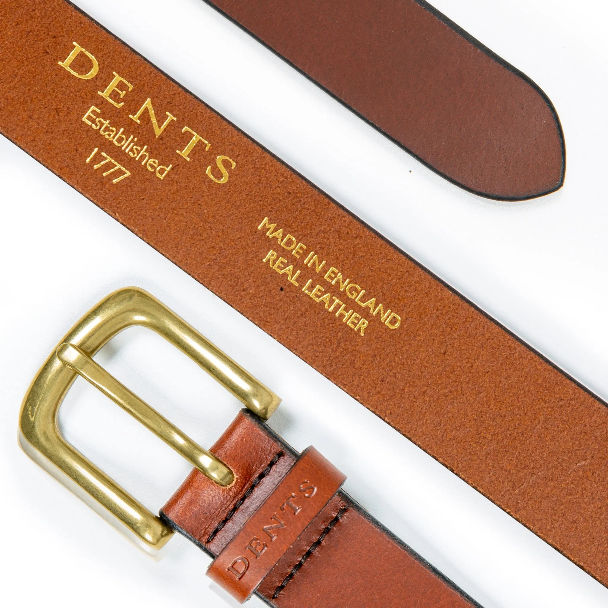 Men’s Heritage Lined Full-Grain Leather Belt with Antique Brass Buckle sold by Dents Gloves product image thumbnail 5