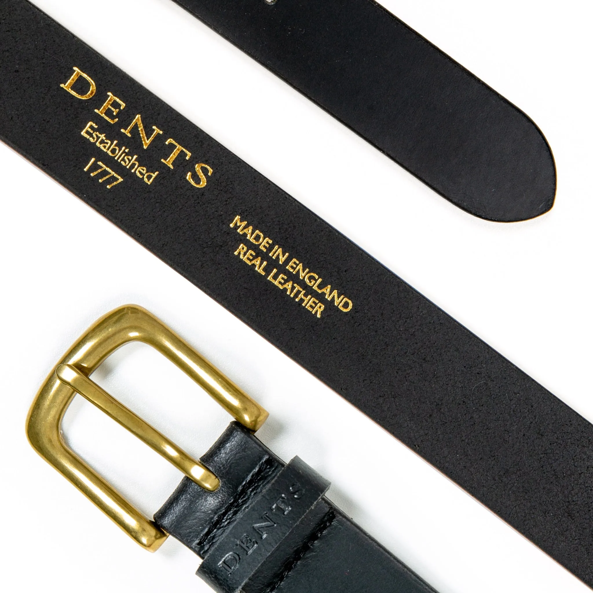 Men’s Heritage Lined Full-Grain Leather Belt with Antique Brass Buckle sold by Dents Gloves product image thumbnail 2