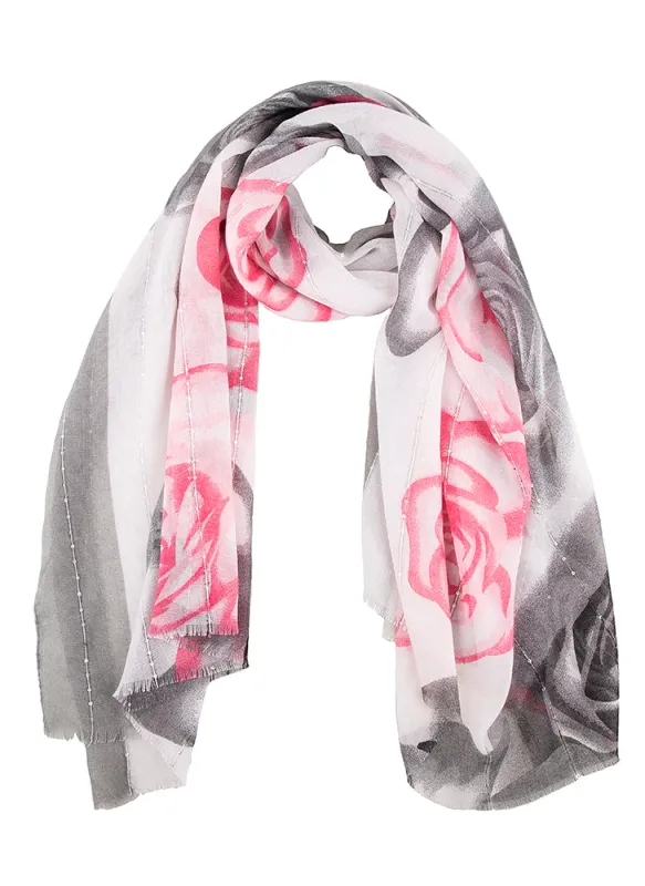 Women's Rose and Lily Print Lightweight Scarf sold by Dents Gloves