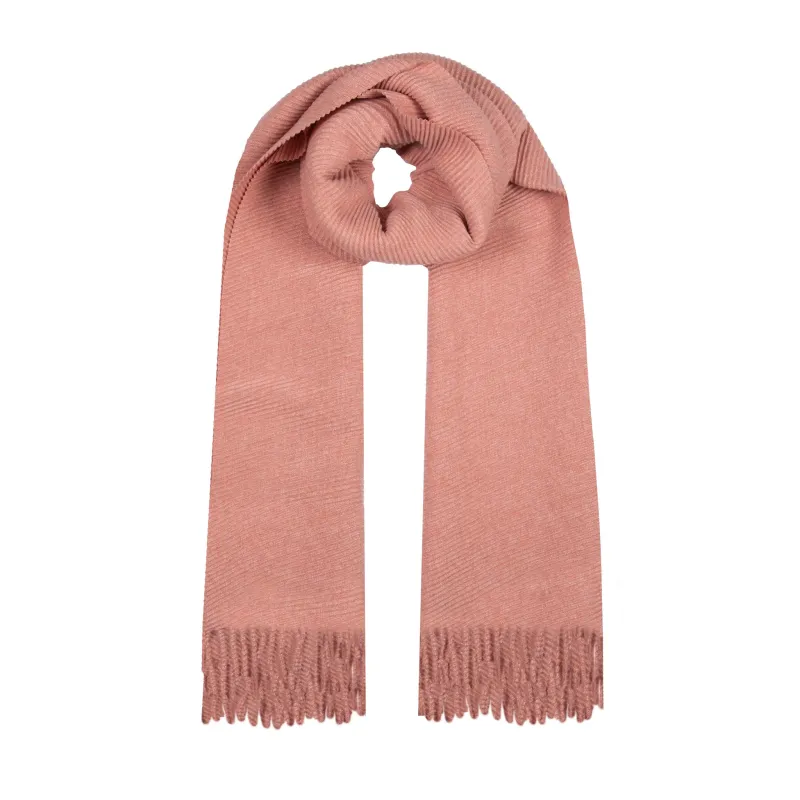 Women’s Pleated Plain Scarf with Tassels made by Dents Gloves