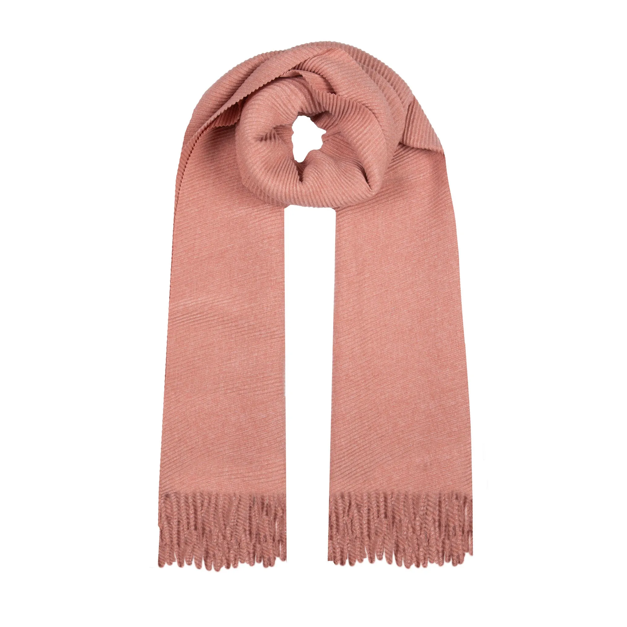 Women’s Pleated Plain Scarf with Tassels sold by Dents Gloves