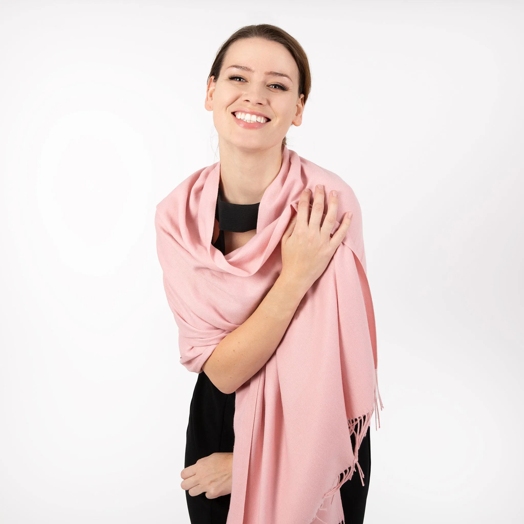 Women's Plain Pashmina Shawl with Tassels sold by Dents Gloves product image thumbnail 3