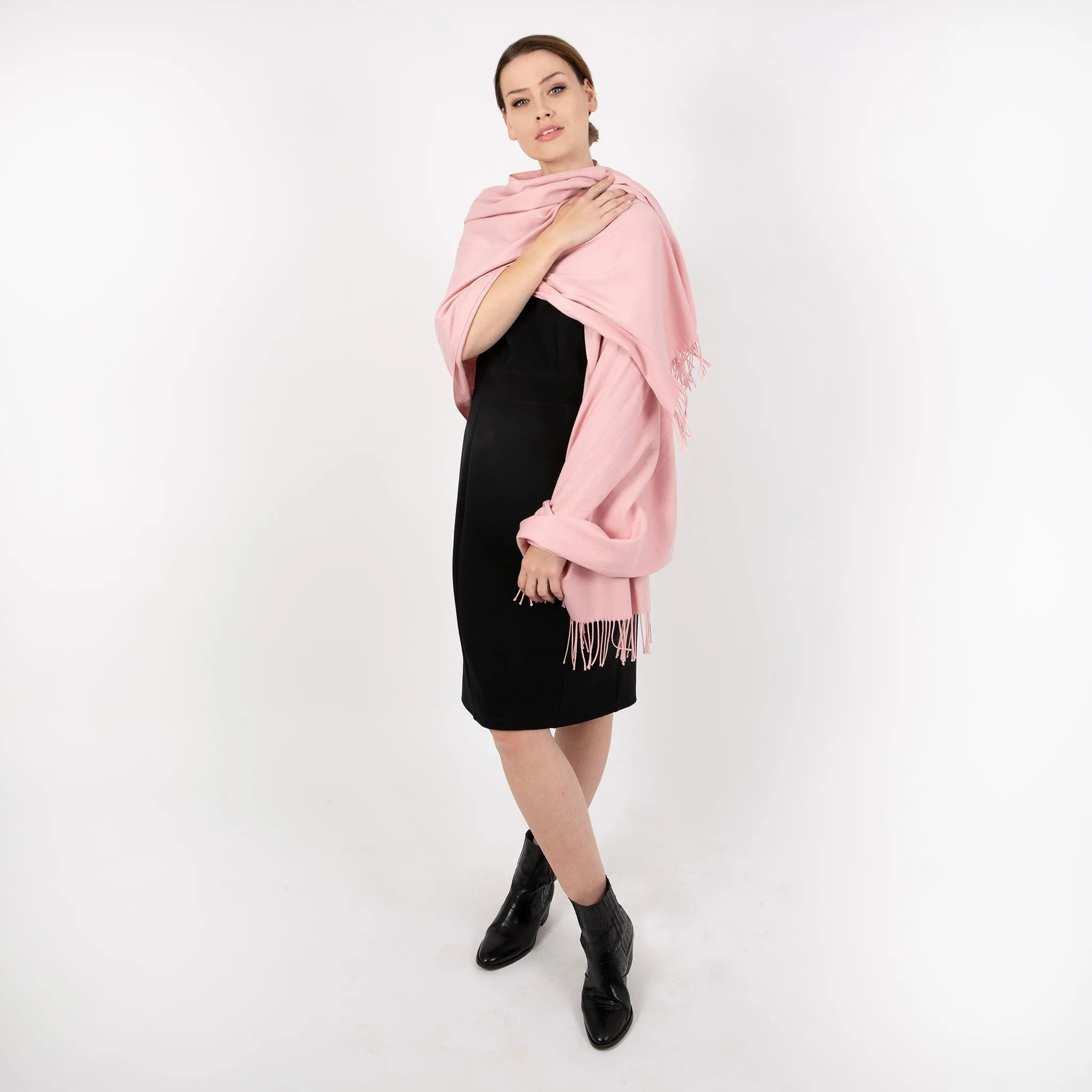Women's Plain Pashmina Shawl with Tassels sold by Dents Gloves product image thumbnail 4